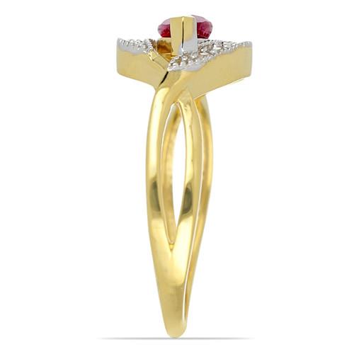 14K GOLD  GLASS FILLED RUBY GEMSTONE CLASSIC RING